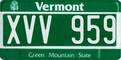 VT license plate XVV959