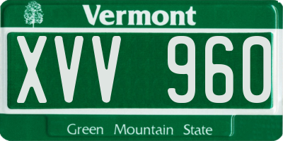 VT license plate XVV960