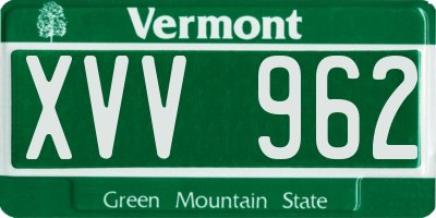 VT license plate XVV962
