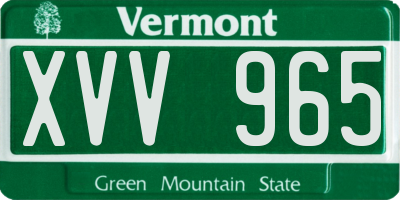 VT license plate XVV965