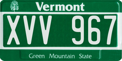 VT license plate XVV967
