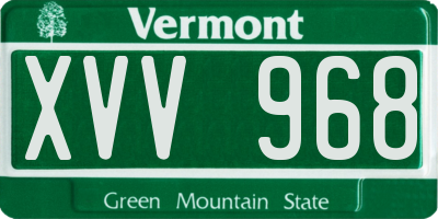 VT license plate XVV968