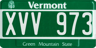 VT license plate XVV973