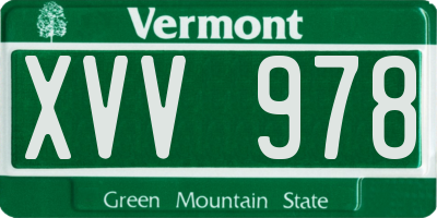 VT license plate XVV978