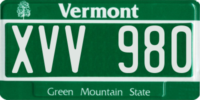 VT license plate XVV980