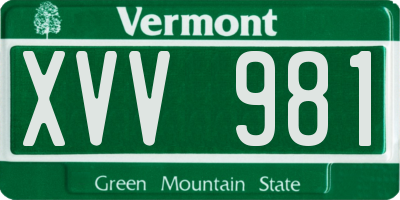 VT license plate XVV981
