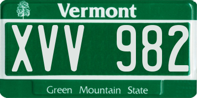 VT license plate XVV982