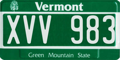 VT license plate XVV983