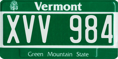 VT license plate XVV984
