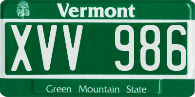 VT license plate XVV986