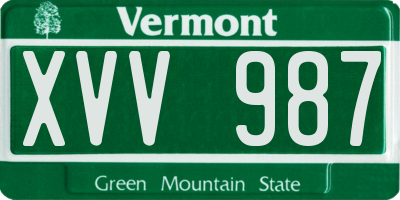 VT license plate XVV987