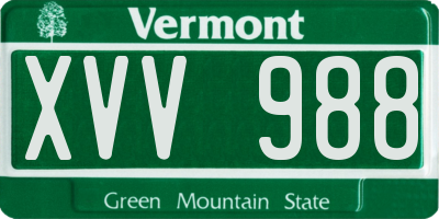 VT license plate XVV988