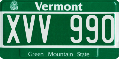 VT license plate XVV990
