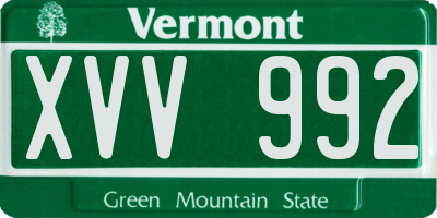 VT license plate XVV992
