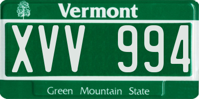 VT license plate XVV994