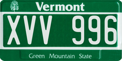 VT license plate XVV996