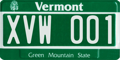 VT license plate XVW001
