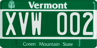 VT license plate XVW002