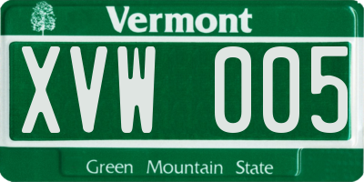 VT license plate XVW005