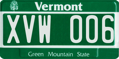 VT license plate XVW006