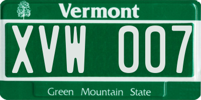 VT license plate XVW007