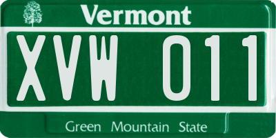 VT license plate XVW011