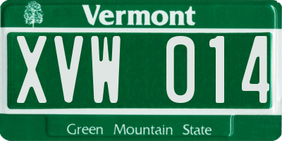 VT license plate XVW014