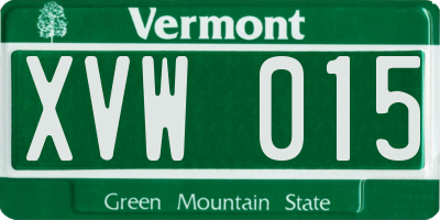 VT license plate XVW015
