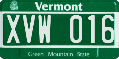 VT license plate XVW016