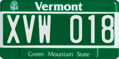 VT license plate XVW018