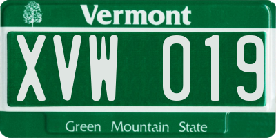 VT license plate XVW019