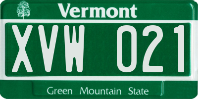 VT license plate XVW021