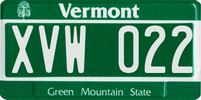 VT license plate XVW022