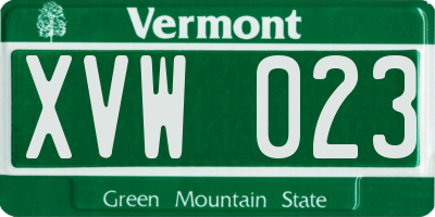 VT license plate XVW023