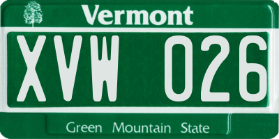 VT license plate XVW026