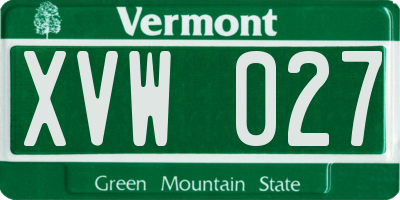 VT license plate XVW027
