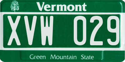VT license plate XVW029