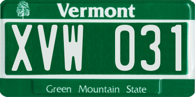 VT license plate XVW031