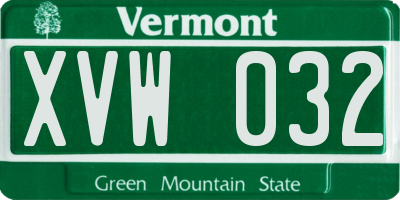 VT license plate XVW032