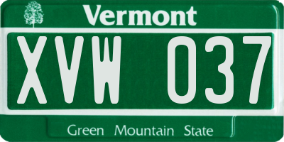 VT license plate XVW037