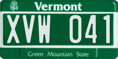 VT license plate XVW041