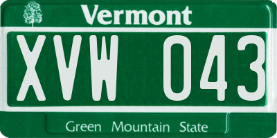 VT license plate XVW043