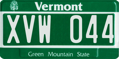 VT license plate XVW044