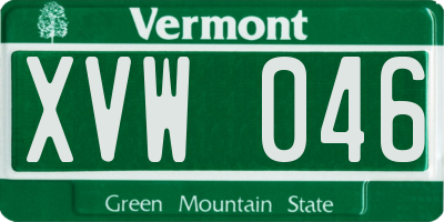 VT license plate XVW046