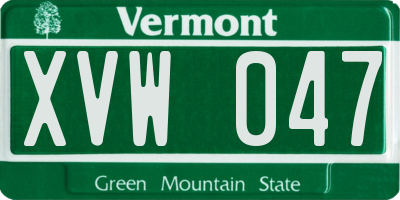 VT license plate XVW047