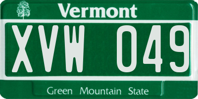 VT license plate XVW049