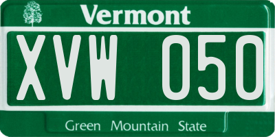VT license plate XVW050