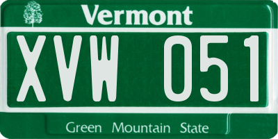 VT license plate XVW051