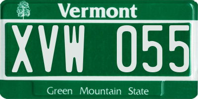 VT license plate XVW055