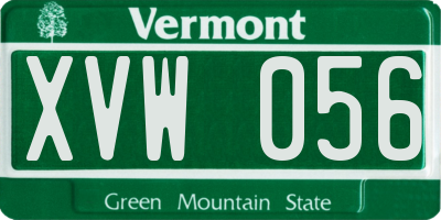 VT license plate XVW056